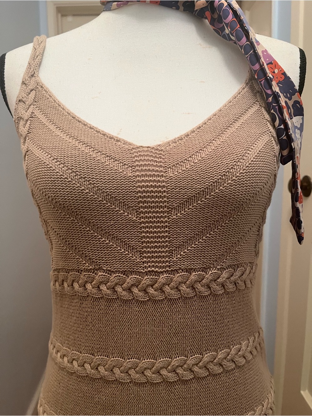 Guess Beige Knit Midi Dress